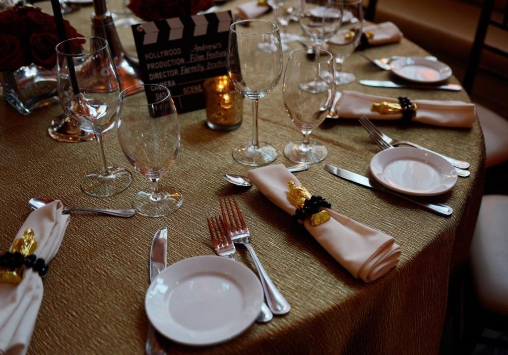 gold accented table settings