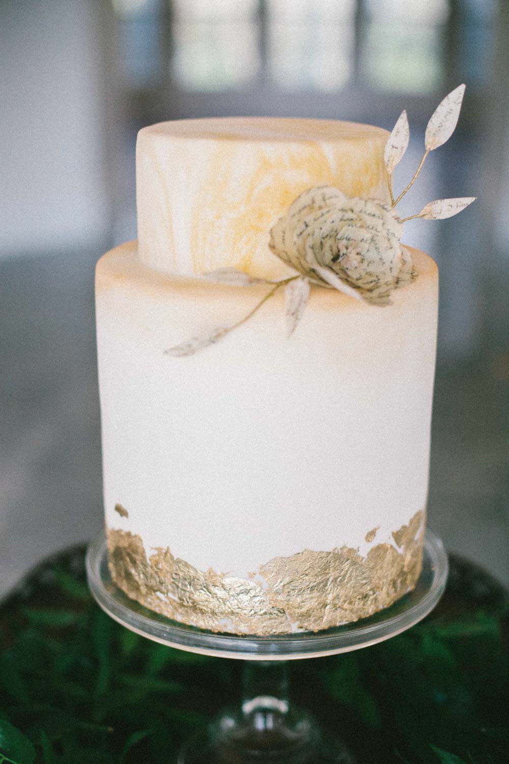 Gold Leaf Wedding Cake 