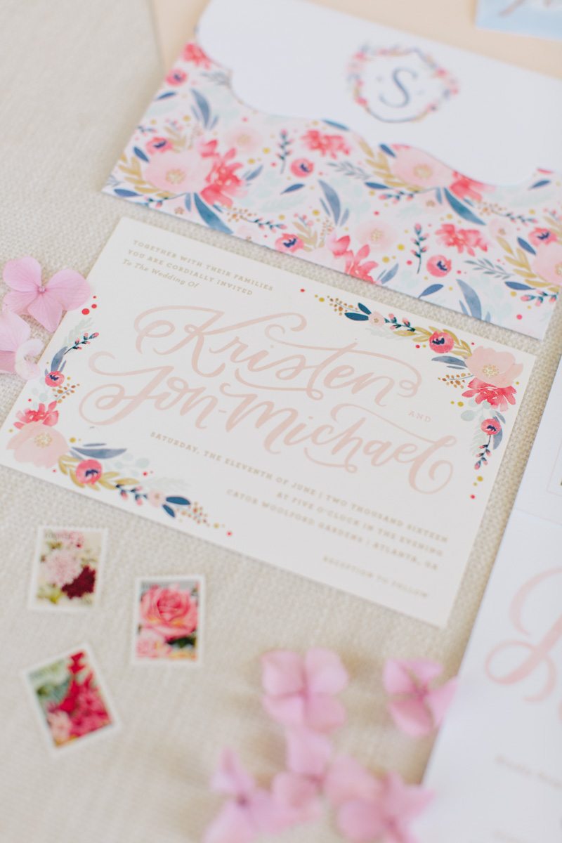custom-calligraphy-floral-watercolor-wedding-invitation