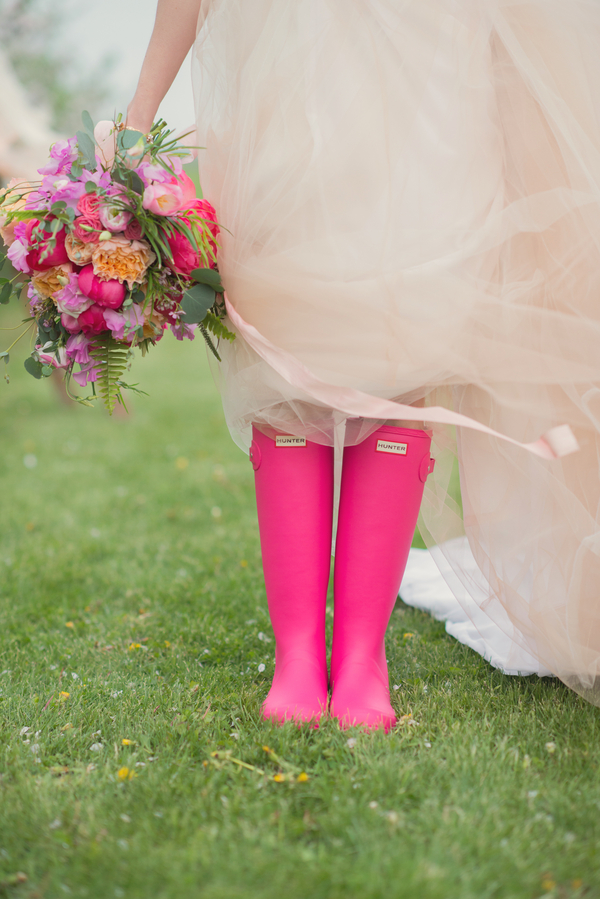 Bright wedding bouquet and uggs