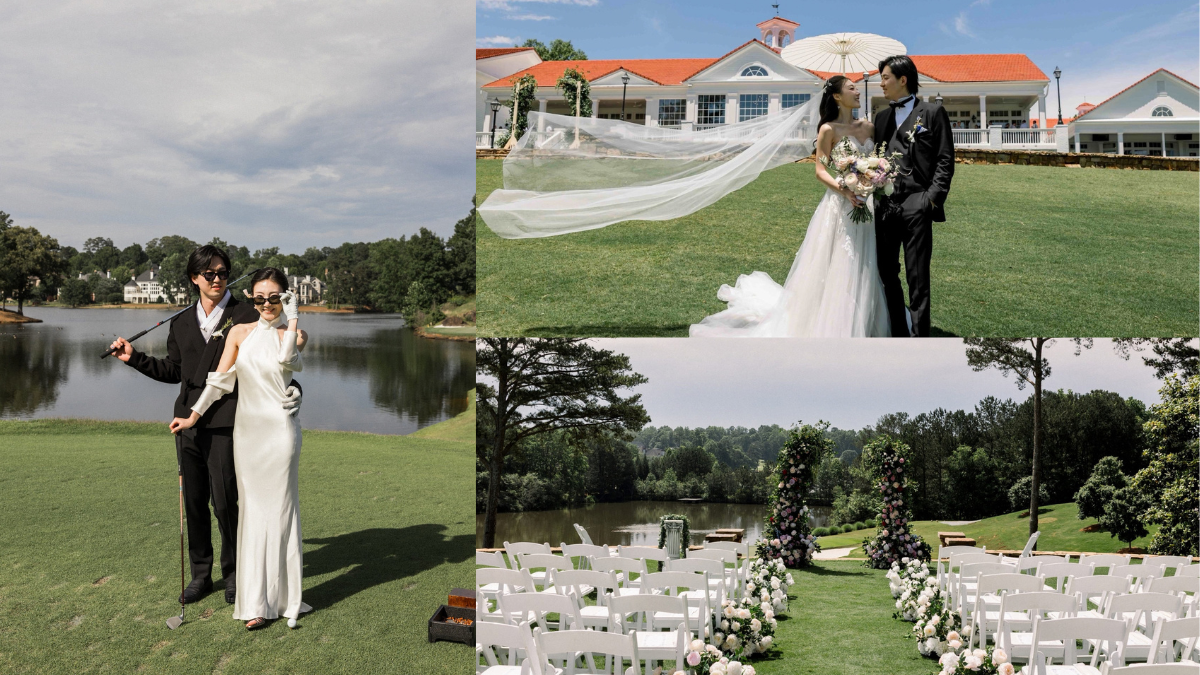 Wedding couple at TPC Sugarloaf Country Club in Duluth, Georgia